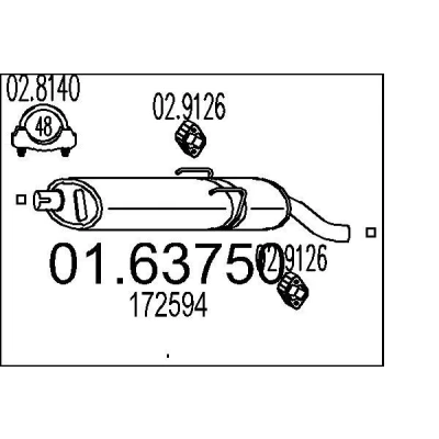Imagem de MTS 01.63750 Panela de escape traseira 680 PEUGEOT: 205 II Hatchback, I Hatchback
