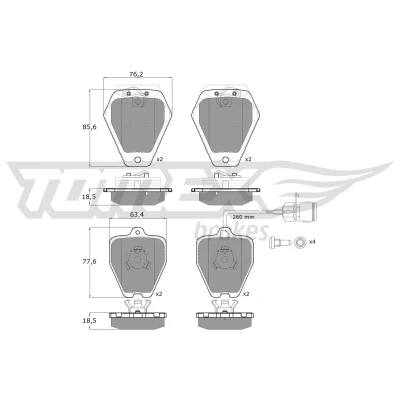 Imagem de TOMEX brakes TX 12 26 Jogo de pastilhas para travão disco AUDI: 100 C4 Avant, Sedan, A6 Sedan