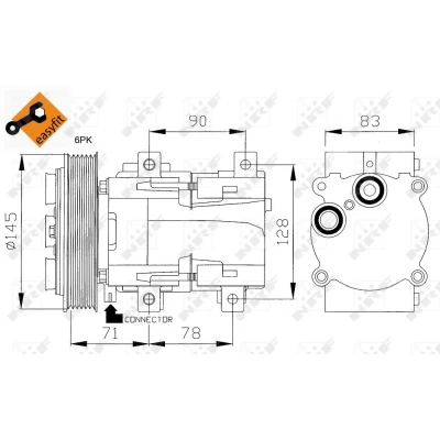 Imagem de NRF 32085 compressor FS10 170 12 PAG 46 com óleo de PAG, retentor EASY FIT