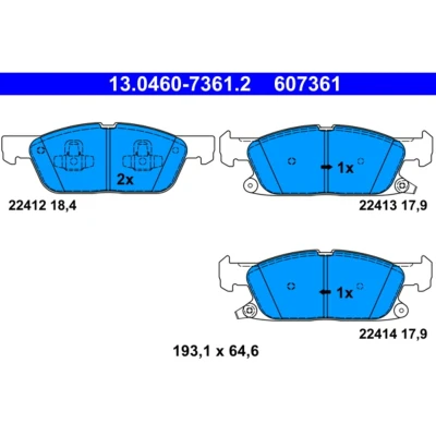Imagem de ATE 13.0460 7361.2 Jogo de pastilhas para travão disco com avisador sonoro desgaste FORD: Focus Mk4 Hatchback, Turnier