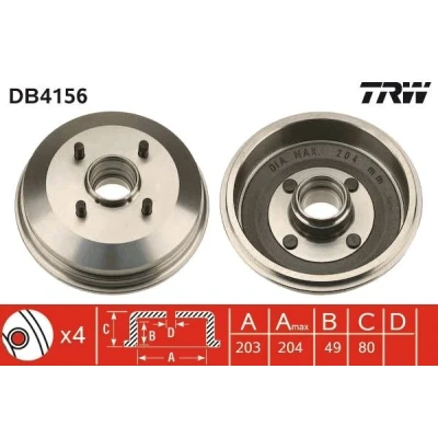 Imagem de TRW DB4156 Tambor de Travão FORD: Escort 6 Kombi,