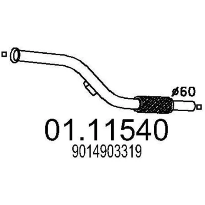 Imagem de MTS 01.11540 Tubo de escape 1000 à frente para a panela central