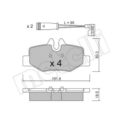 Imagem de METELLI 22 0576 0K Jogo de pastilhas para travão disco incl. contacto aviso desgaste MERCEDES BENZ: Vito Mixto, Minibus, Viano