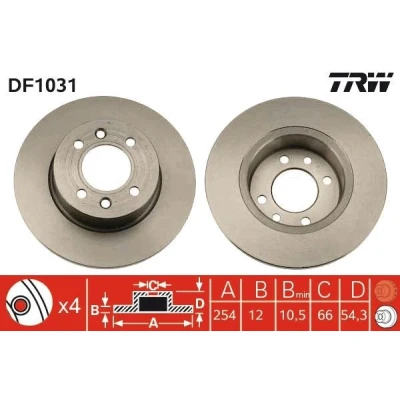 Imagem de TRW DF1031 Disco de travão 254 12 4 100 cheio pintado