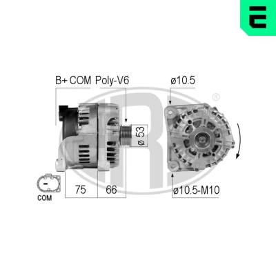 Imagem de ERA 210771A Alternador 14V 180A BMW: 1 Hatchback, 3 Sedan, 5 Sedan