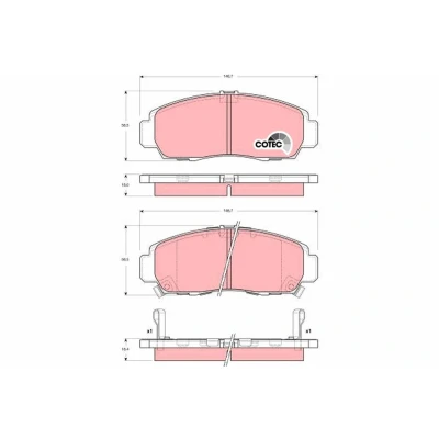 Imagem de TRW COTEC GDB3240 Jogo de pastilhas para travão disco com avisador sonoro desgaste HONDA: ACCORD 8, Odyssey