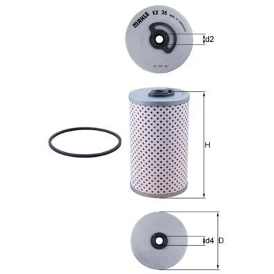 Imagem de MAHLE ORIGINAL KX 36D Filtro de Combustível Cartucho filtrante