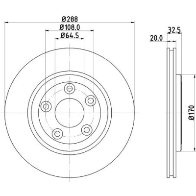 Imagem de HELLA 8DD 355 106 831 Disco de travão 288 20 05/05 108 interior ventilado sem pernos fixação da roda, cubo roda JAGUAR: XJ Sedan, S Type