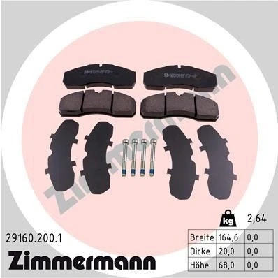 Imagem de ZIMMERMANN 29160.200.1 Jogo de pastilhas para travão disco IVECO: DAILY 3, 3 Kasten/Kombi