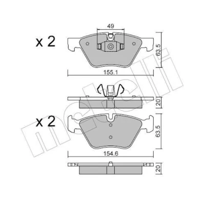 Imagem de METELLI 22 0557 5 Jogo de pastilhas para travão disco preparado indicador aviso desgaste BMW: 1 Hatchback, 3 Sedan, Touring