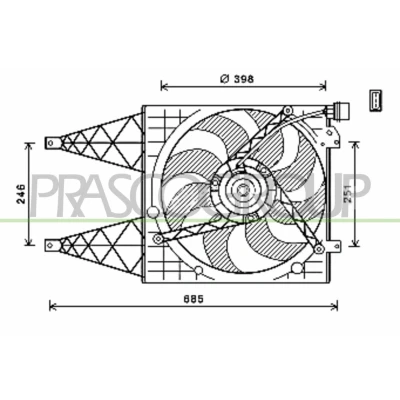Imagem de PRASCO SK322F002 ventilador de radiador 393 250 sem estrutura do (caixilho) SEAT: Ibiza 4 Sportcoupe, 3,