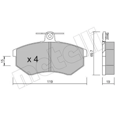 Imagem de METELLI 22 0148 0 Jogo de pastilhas para travão disco excl. contacto aviso desgaste AUDI: A4 B5 Avant, Sedan, 80 B3