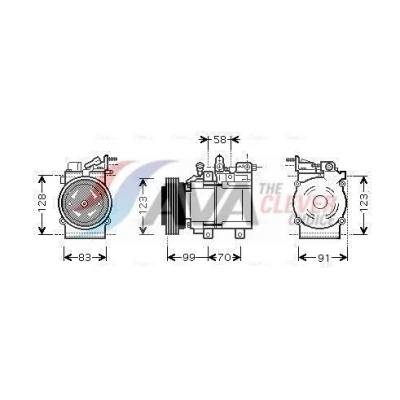 Imagem de AVA COOLING SYSTEMS HYAK197 compressor HS18 12V PAG 46 R134a com óleo de PAG, embraiagem magnética, sem díodo