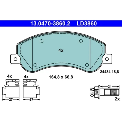 Imagem de ATE Ceramic 13.0470 3860.2 Jogo de pastilhas para travão disco VOLKSWAGEN: Amarok Pick up
