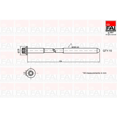 Imagem de FAI AutoParts B1321 Jogo de Parafusos da Cabeçote Bicone interior (Ribe CV) 10 OPEL: Combo C Van / Carrinha, Astra H Van, Corsa D Hatchback