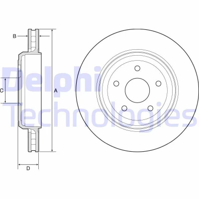 Imagem de DELPHI BG9214C Disco de travão 350 28 5 ventilado revestido não tratado sem o rolamento da roda, anel sensor do ABS
