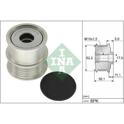 Imagem de INA 535 0363 10 Polia Roda Livre do Alternador Ferramenta especial necessária para a montagem VOLKSWAGEN: Golf 7, Tiguan I, Passat B8 Variant