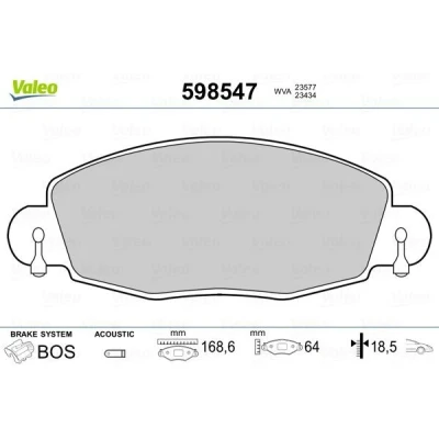 Imagem de VALEO 598547 Jogo de pastilhas para travão disco Eixo dianteiro incl. contacto aviso desgaste sem chapa anti ruído FORD: FIESTA 6