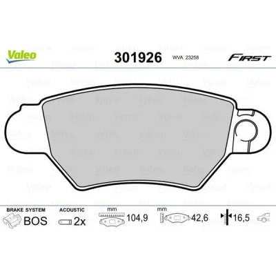Imagem de VALEO 301926 Jogo de pastilhas para travão disco FIRST Eixo traseiro incl. contacto aviso desgaste sem chapa anti ruído OPEL: Zafira A