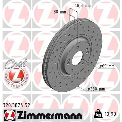 Imagem de ZIMMERMANN 320.3824.52 Disco de travão 330 30 7/5 5 114 interior ventilado, perfurado revestido