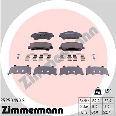 Imagem de ZIMMERMANN 25250.190.2 Jogo de pastilhas para travão disco com parafusos A imagem corresponde ao volume fornecimento, mola