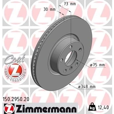Imagem de ZIMMERMANN COAT Z 150.2950.20 Disco de travão 348 30 6/5 5 120 interior ventilado revestido alto carbono BMW: X4