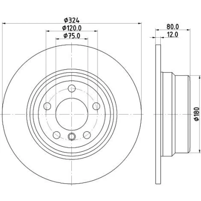 Imagem de HELLA PRO High Carbon 8DD 355 127 651 Disco de travão 324 12 05/06 120 cheio revestido alto carbono sem pernos fixação da roda, cubo roda