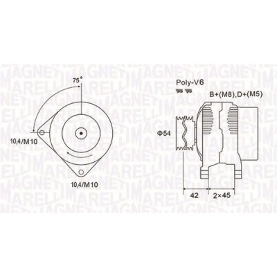 Imagem de MAGNETI MARELLI 063731564010 Alternador 12V 90A PEUGEOT: Partner I Van, 306 Hatchback, 206 CITROËN: Berlingo / First Van