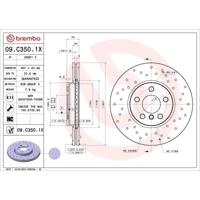 Imagem de BREMBO Disco de travão BMW: 2 Active Tourer, Gran X1, MINI: Hatchback, Countryman 09.C350.1X 34106891079,34116799351,34116860957