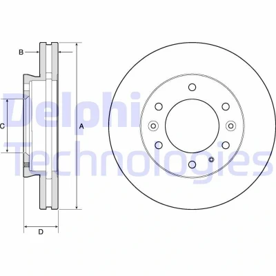 Imagem de DELPHI BG9140C Disco de travão 302 32 6 ventilado revestido não tratado sem o rolamento da roda, anel sensor do ABS FORD: Ranger Mk3