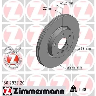 Imagem de ZIMMERMANN COAT Z 150.2927.20 Disco de travão 294 22 6/5 5 112 interior ventilado revestido alto carbono MINI: Clubman, Hatchback, Cabrio