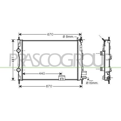 Imagem de PRASCO DS710R004 Radiador, arrefecimento do motor Alumínio 590mm 428mm 26mm Aletas de refrigeração soldadas NISSAN: Qashqai / Qashqai+2 I