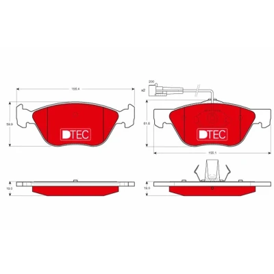 Imagem de TRW DTEC COTEC GDB1212DTE Jogo de pastilhas para travão disco incl. contacto aviso desgaste ALFA ROMEO: 156 Sportwagon, Sedan, GTV