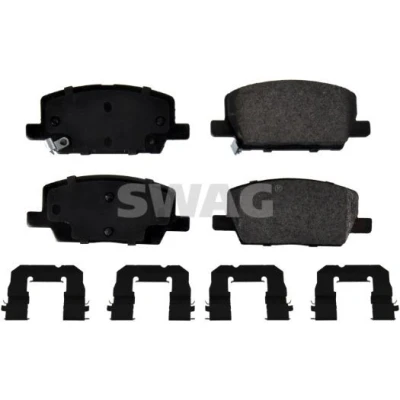 Imagem de SWAG 33 10 3825 Jogo de pastilhas para travão disco Eixo dianteiro com avisador sonoro desgaste chapa anti ruído, material fixação