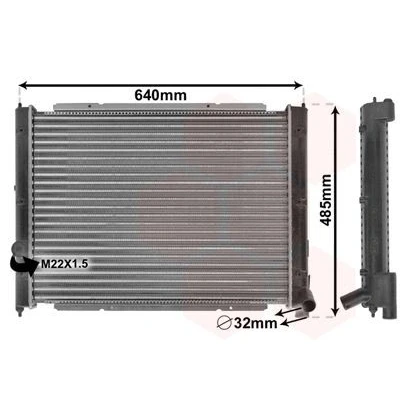 Imagem de VAN WEZEL 58002034 Radiador, arrefecimento do motor Alumínio 568 438 32 Aletas de refrigeração unidas mecanicamente VOLKSWAGEN: TRANSPORTER 3 Kasten