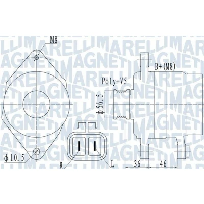 Imagem de MAGNETI MARELLI 063732128010 Alternador 14V 70A