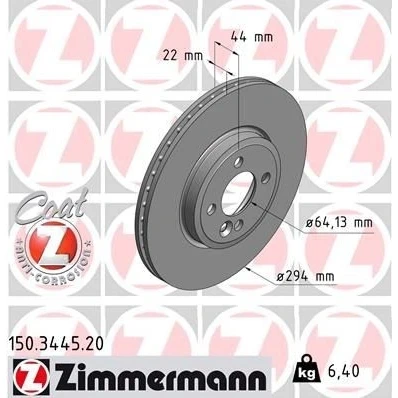 Imagem de ZIMMERMANN COAT Z 150.3445.20 Disco de travão 294 22 5/4 4 100 interior ventilado revestido alto carbono MINI: Hatchback, Clubman, Cabrio