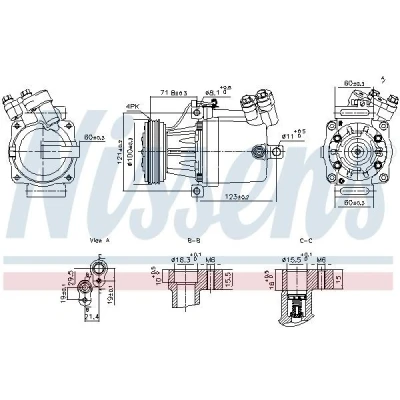 Imagem de NISSENS 890950 compressor DKV08R 12V PAG 46 R1234yf com óleo de PAG, embraiagem magnética, díodo