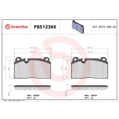Imagem de BREMBO Jogo de pastilhas para travão disco preparado indicador aviso desgaste P85123NX