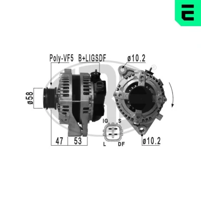 Imagem de ERA 210930A Alternador 14V 100A TOYOTA: Avensis II Station Wagon, Corolla Verso, IX Sedan