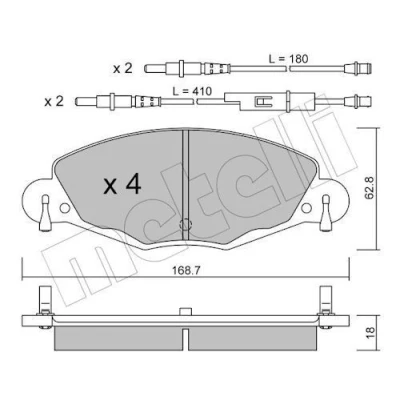 Imagem de METELLI 22 0332 0 Jogo de pastilhas para travão disco incl. contacto aviso desgaste CITROËN: C5 I Carrinha, II Hatchback