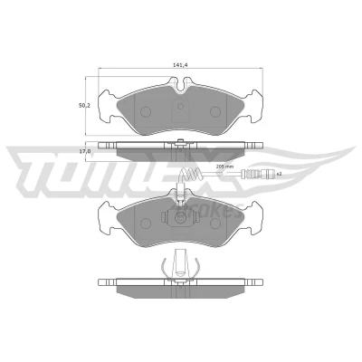 Imagem de TOMEX brakes TX 11 501 Jogo de pastilhas para travão disco Eixo traseiro incl. contacto aviso desgaste com acessórios