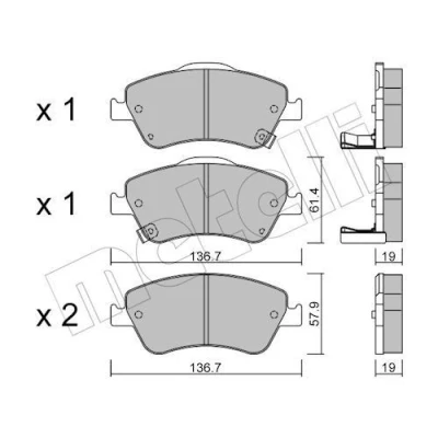 Imagem de METELLI 22 0794 0 Jogo de pastilhas para travão disco com avisador sonoro desgaste TOYOTA: Auris Hatchback, Corolla XI Sedan, X Sedan
