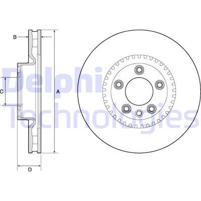 Imagem de DELPHI BG9168C Disco de travão 368 36 5 ventilado revestido não tratado sem o rolamento da roda, anel sensor do ABS VOLKSWAGEN: Touareg I