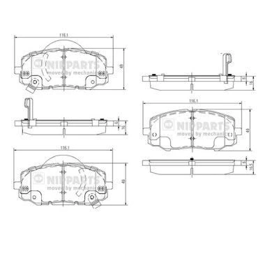 Imagem de NIPPARTS N3600552 Jogo de pastilhas para travão disco Eixo dianteiro HYUNDAI: i20 II Hatchback, I Hatchback