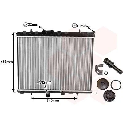 Imagem de VAN WEZEL *** IR PLUS 40002255 Radiador, arrefecimento do motor Alumínio 380 530 25 com acessórios Aletas de refrigeração unidas mecanicamente