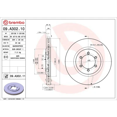 Imagem de BREMBO COATED DISC LINE 09.A302.11 Disco de travão 294 26 6 interior ventilado revestido