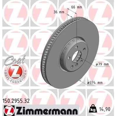 Imagem de ZIMMERMANN disco de travão BMW: X5, 5 Touring, 7 36mm 6/5 5furos 112mm interior ventilado, duas peças revestido alto carbono