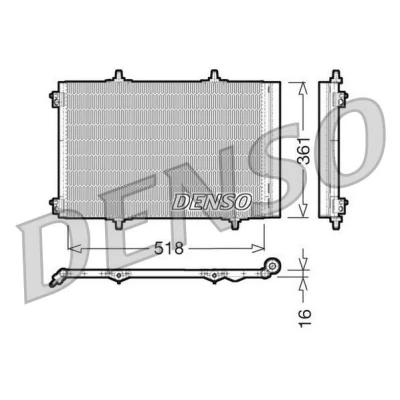Imagem de DENSO DCN07013 Condensador com secador 361x518x16 R134a 361mm PEUGEOT: 308 I Hatchback, 3008 I, 208 CITROËN: DS3 C3 II
