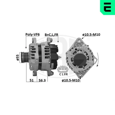 Imagem de ERA 209642A Alternador 12V 130A KIA: SORENTO 2